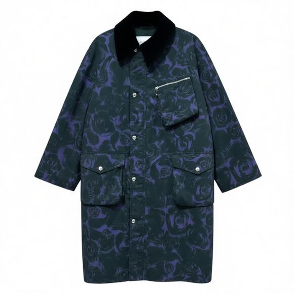 Burberry Rose Print Waxed Cotton Car Coat Oversized Size 4 - Picture 1 of 6